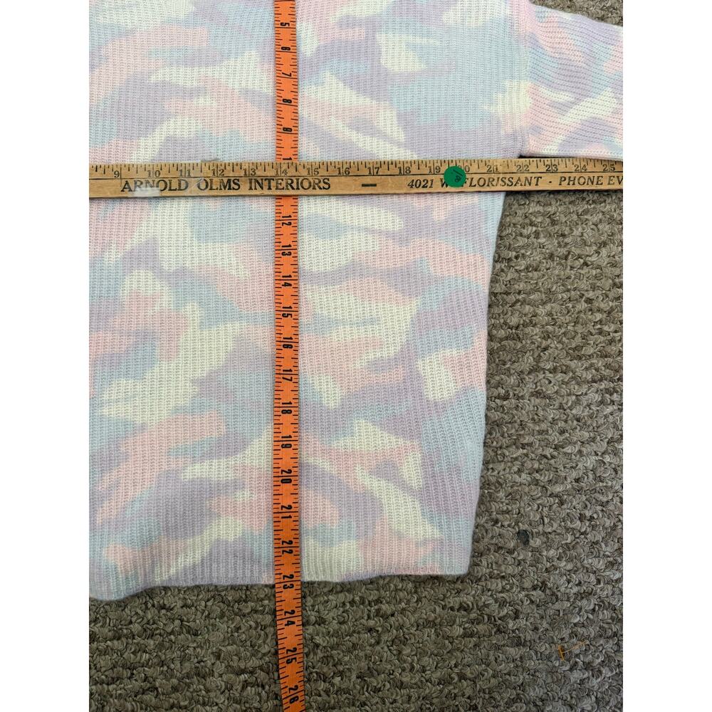 Girly Preppy Pastel Camouflage 100% Cashmere 27 Miles Malibu Crewneck Sweater - Picture 5 of 9